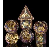 cusdie 7-Die DND Dice, Polyhedral Dice Set Filled with Gears, for Dungeons and Dragons Role Playing Game D&D Dice (Galaxy)