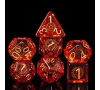 Cusdie 7-Die DND Dice, Polyhedral Dice Set Filled with Gears, for Dungeons and Dragons Role Playing Game Dungeons and Dragons D&D Dice (Red Copper)