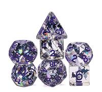 Cusdie 7-Die DND Dice, Polyhedral Dice Set Transparent D&D Dice Filled with Glitter Foil Animals for D&D Dungeons and Dragons RPGs Role Playing Table Games(Black and White Cat)
