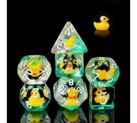cusdie 7-Die DND Dice Set, Polyhedral Dice Set Filled with Animal, D&D Dice for Dungeons and Dragons Role Playing Game (Yellow Duck)