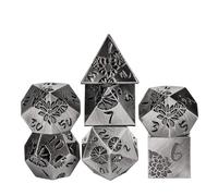 Cusdie 7-Die Lotus Metal DND Dice Set, D&D Metal Dice, Polyhedral Dice Set, for Role Playing Game Pathfinder(Ancient Nickel)
