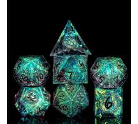 Cusdie 7-Die Sharp Edges DND Dice Set, Magic Circle Pattern Polyhedral D&D Dice Set for DND Dungeons and Dragons TTRPG Role Playing Games