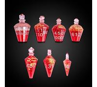Cusdie 7-Die Sharp Edges DND Dice Set, Potion Shaped D&D Dice, Handcrafted Polyhedral Dice Set, Potion Dice for TTRPG Role Playing Game Pathfinder(Red w/Gold Leaf)