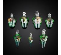 Cusdie 7-Die Sharp Edges DND Dice Set, Potion Shaped D&D Dice, Handcrafted Polyhedral Dice Set, Potion Dice for TTRPG Role Playing Game Pathfinder(Green w/Skull)