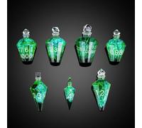Cusdie 7-Die Sharp Edges DND Dice Set, Potion Shaped D&D Dice, Handcrafted Polyhedral Dice Set, Potion Dice for TTRPG Role Playing Game Pathfinder(Green w/Silver Numbers)