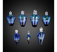 Cusdie 7-Die Sharp Edges DND Dice Set, Potion Shaped D&D Dice, Handcrafted Polyhedral Dice Set, Potion Dice for TTRPG Role Playing Game Pathfinder(Royal Blue w/Silver Numbers)