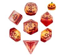 Cusdie 7-Piece Resin Dice Set with Pumpkin Design - Perfect for Halloween Tabletop Gaming Gifting Collecting