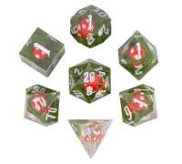 Cusdie 7-Piece Sharp Edges DND Dice Set with Red Mushroom in Elegant Box Perfect for RPG Tabletop Gaming Dungeons and Dragons Role Playing Game