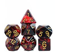 Cusdie 7Pcs/Set DND Dice Set D&D Polyhedral Dice for Dungeons and Dragons Role Playing Dice Games RPGs (Red Mixed Black)