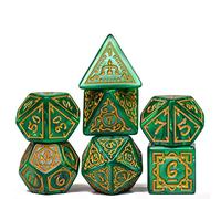 Cusdie 7Pcs/Set DND Dice Set D&D Polyhedral Dice for Dungeons and Dragons TTRPG Role Playing Dice Games RPGs (Green Druid)