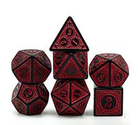 Cusdie 7Pcs/Set DND Dice Set D&D Polyhedral Dice for Dungeons and Dragons TTRPG Role Playing Dice Games RPGs (Red with Black Edge)