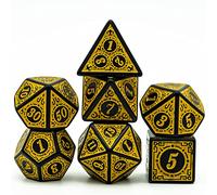 Cusdie 7Pcs/Set DND Dice Set D&D Polyhedral Dice for Dungeons and Dragons TTRPG Role Playing Dice Games RPGs (Yellow with Black Edge)