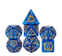 cusdie 7Pcs/Set Dragon Pattern DND Dice Set D&D Polyhedral Dice for Dungeons and Dragons Role Playing Dice Games RPGs(Dragon Pattern-Blue)