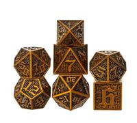 cusdie Cusdie Metal Dice Set, 7 Pcs DND Metal Dice, Maze Design Polyhedral Dice Set, for Role Playing Game D&D Dice Pathfinder(Ancient Gold), Ancient Golden
