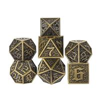 cusdie Cusdie Metal Dice Set, 7 Pcs DND Metal Dice, Maze Design Polyhedral Dice Set, for Role Playing Game D&D Dice Pathfinder(Ancient Bronze)