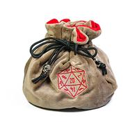 cusdie High-Capacity Velvet Dice Bags with Pockets Storage Bag Capacity 200+ Dice Holder for DND RPG Game Dices Collection(Khaki)