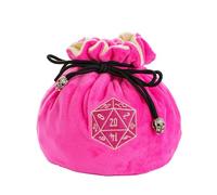 cusdie High-Capacity Velvet Dice Bags with Pockets Storage Bag Capacity 200+ Dice Holder for DND RPG Game Dices Collection(Pink)