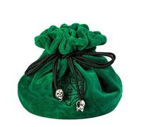 cusdie High-Capacity Velvet Dice Bags with Pockets Storage Bag Capacity 200+ Dice Holder for DND RPG Game Dices Collection(Forest Green)