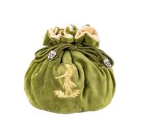 cusdie High-Capacity Velvet Dice Bags with Pockets Storage Bag Capacity 200+ Dice Holder for DND RPG Game Dices Collection(Olive Green)