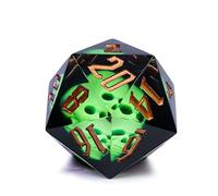 Cusdie Large D20 Dice 55mm with Sharp Edges, D&D 20 Sided Dice, Handmade DND Giant D20 for Dungeons and Dragons RPG, Table Games(Green Skull)