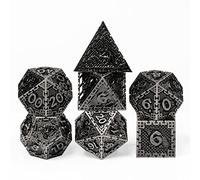 Cusdie Metal Dice Set, 7 Pcs DND Metal Dice, Dragon Scale Polyhedral Dice Set, for Role Playing Game D&D Dice (Ancient Silver)