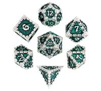Cusdie Metal DND Dice Set, 7 Pcs Metal Dice, Dragon Scale Polyhedral D&D Dice Set, for Dungeons and Dragons Role Playing Game