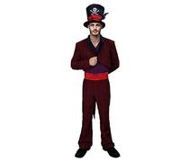 CUSFULL Dr Facilier Costume Adult Men Vintage Tailcoat Jacket with Red Sash Corset Wizard Cosplay Halloween Fancy Outfits (X-Large)