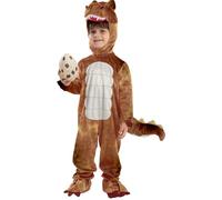 Cusghjbsg Halloween Children Dinosaur Romper Cosplay Costume Toddler Kids Tyrannosaurus Stage Show Role Play Hooded Jumpsuit (H-Red Copper Brown, 5-7 Years)