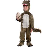 Cusghjbsg Halloween Children Dinosaur Romper Cosplay Costume Toddler Kids Tyrannosaurus Stage Show Role Play Hooded Jumpsuit (H-Gray Brown, 14-16 Years)