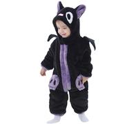 Cusghjbsg Toddler Baby Black Cat Costume Fleece Skull Print Long Sleeve Devil Wings Hooded Jumpsuit Halloween Luxury Cosplay Romper (Black A, 12-18 Months)