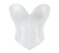 Cusghjbsg Women Leather Off-shoulder Bustier Solid Color Back Lacing-up Fish Boned Corset Gothic Curved Hemline Bodysuit Crop Tank Tops (White A, XL)