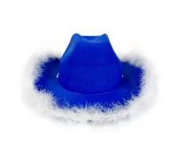 Cusghjbsg Women´s Cowboy Hat Solid Color Fluffy Feather Drawstring Adjust Wide Brim Cowgirl Hat Dating Party Fancy Dress Cap (Style 20, 32cm*42cm*18cm)