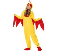 Cusghjbsg Womens Mens Halloween Cosplay Costume Adults 3D Cartoon Frog Turkey Open Face Jumpsuit Thanksgiving Party Performance Outfit (Yellow A, S)