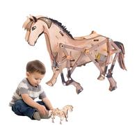 Cushangty Animal Building Block Sets - STEM Blocks Toy for Kids | Table Decoration, Wood Horse Shape Bricks Assembly Toy for Children