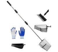 Cushangty Chicken Poop Scooper,Chicken Litter Scooper with Extendable Handle - 4 Shovel Heads, Ergonomic Cleaning Tool for Farm Maintenance Pet Waste Litter Poultry Farming