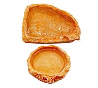 Cushangty Hermit Crab Water Bowl, Reptile Feeding Bowl - Resin Reptile Feeding Tray 2 Pieces, Reptile Water Bowls, Aquarium Accessories, Reptile Feeding Bowl for Bearded Dragons, Snail Turtles