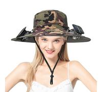 Cushangty Solar Fan Hat - Wide Brim Solar Double Fan Sun Hat - Long-Lasting Efficient Cooling Outdoor Accessories for Camping Beach Hiking Traveling Sports