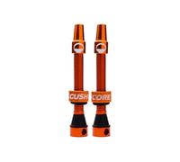 CushCore Presta Tubeless Valves 55mm Orange - Removable Core, Insert Compatible (Pair)