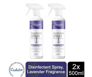 Cusheen Disinfectant Spray Anti-Bacterial All Purpose Lavender Fragrance,2x500ml