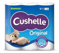 Cushelle Original Toilet Paper Bulk Buy, White 2 ply Toilet Rolls, 9 Count (Pack of 1)