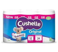 Cushelle Original Tubeless Twice as Long Toilet Tissue 12 equals 24 Regular Rolls