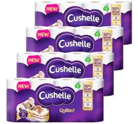 Cushelle Quilted 3-Ply Double Size 50% Longer Lasting 32 Toilet Rolls, Double-Length 236 Sheets per Roll, Soft & Absorbency by Kavya Global