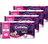 Cushelle Quilted 3-Ply Double Size 50% Longer Soft Absorbent Rolls 32 Pack - 236 Sheets, Micro Air Pockets for Extra Softness & Absorbency, Longer Lasting, By Shop Nova®
