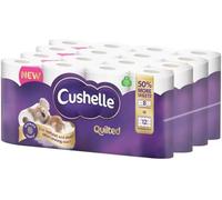 Cushelle Quilted 3-Ply Double Size 50% Longer Soft & Absorbent Toilet Rolls, 32 Pack - 236 Sheets per Roll, Includes HOT Logo Sticker - Sold by House of Tapes