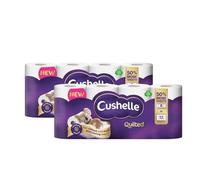 Cushelle Quilted 3-Ply Double Size, Longer Lasting Rolls Toilet Tissue Rolls, Toilet Rolls, 2 x 8 Pack 16 Rolls - Sold by Garden Greatness