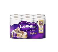 Cushelle Quilted 3-Ply Longer Lasting Rolls Toilet Tissue Rolls, 32 Toilet Rolls Per Pack 50% Longer Sheets.