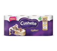 Cushelle Quilted 3-Ply Longer Rolls Toilet Tissue Pack of 4 x 8 Rolls