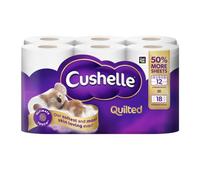 Cushelle Quilted 50% Longer Lasting Toilet Tissue 12 Equals 18 Regular Rolls