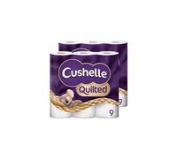 Cushelle Quilted 9 Roll Toilet Roll Tissue Paper 2 Packs 18 Rolls White