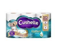 Cushelle Quilted Coconut 50% Longer Lasting Toilet Tissue 6 Equals 9 Regular Rolls
